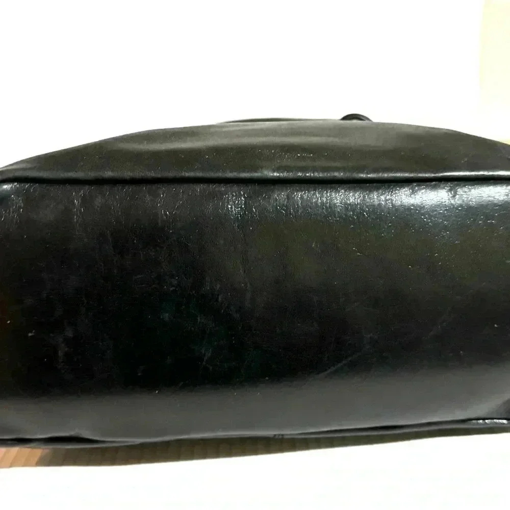Badgley Mischka black leather satchel handbag